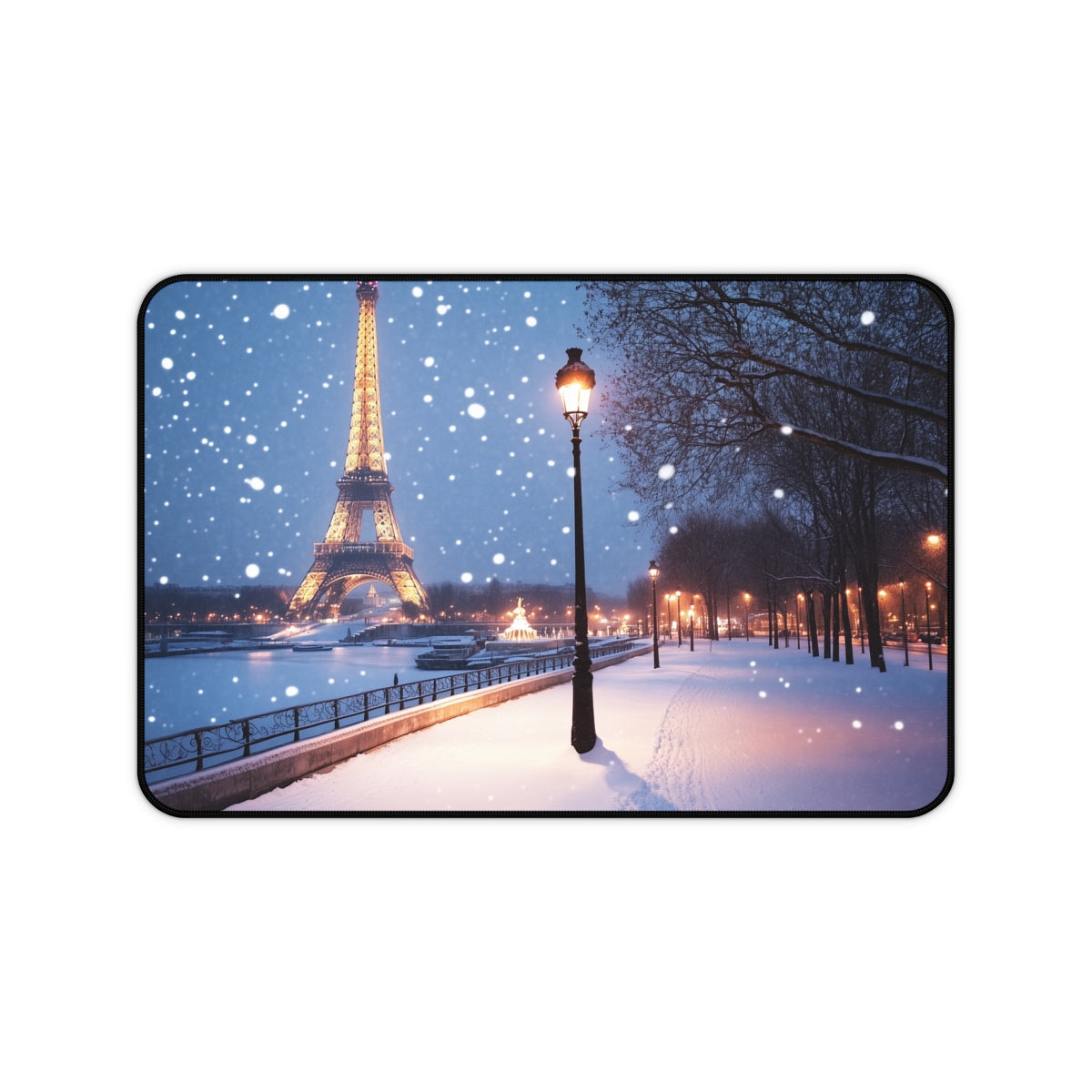 "Parisian Snow Night Desk Mat"