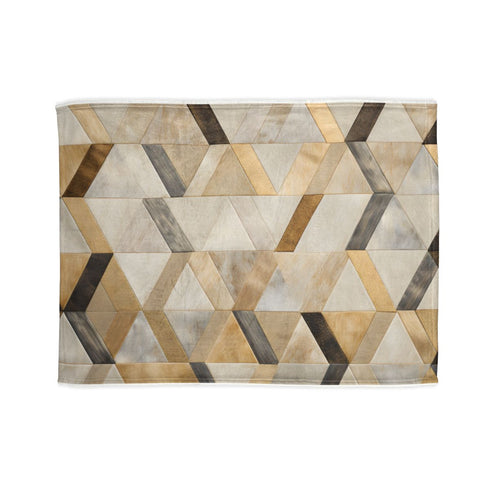 Cream & Gold Turkish Kilim Geometric — 50×60 Plush Throw Blanket — Full Flat Artwork View