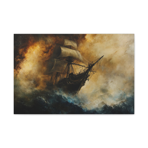 Phantom Pirate Ship in Nebula Sea — Canvas Wall Art — Front Gallery-Wrapped Canvas View