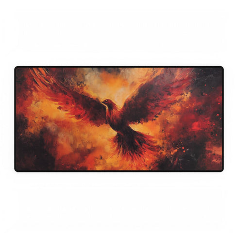Phoenix Born from Volcanic Ash — XXL Gaming Desk Mat — Full Top-Down Artwork View