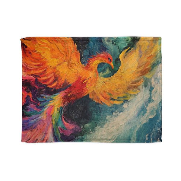 Phoenix Reborn in Waterfall of Color Plush Fleece Throw Blanket