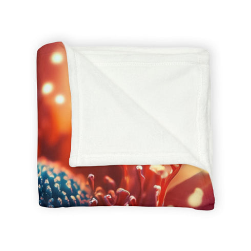 Planetarium Inside a Blooming Flower — 50×60 Plush Throw Blanket — Draped Over Sofa & Bed Lifestyle View