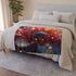 Planetarium Inside a Blooming Flower — 50×60 Plush Throw Blanket — 300 GSM Plush Coral Fleece Texture Close-Up