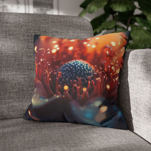 Planetarium Inside Blooming Flower — Double-Sided Cushion Cover — Sofa & Armchair Living Room Lifestyle View