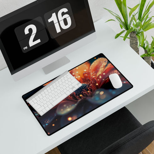 Planetarium Inside Blooming Flower — XL & XXL Desk Mat — Gaming & Workspace Desk Setup View