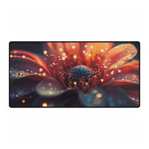 Planetarium Inside Blooming Flower — XL & XXL Desk Mat — Full Top-Down Artwork View