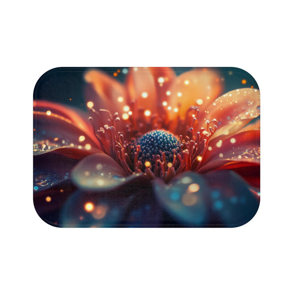Planetarium Inside Blooming Flower — Memory Foam Bath Mat — Top-Down Memory Foam Bath Mat View