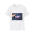Plasma Lotus Blooming on Mountain Graphic Unisex Softstyle T-Shirt - Front View