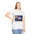 Plasma Lotus Blooming on Mountain Graphic Unisex Softstyle T-Shirt - Model View