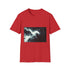 Plasma Trail Behind Winged Centaur Graphic Unisex Softstyle T-Shirt - Red Variant