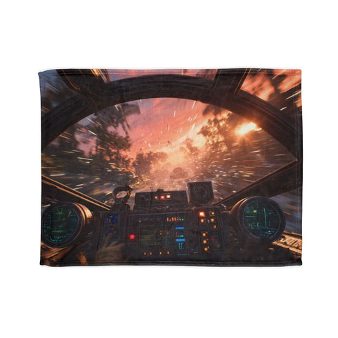 Poe Dameron Piloting an Wing — Plush Fleece Throw Blanket — Full Spread Plush Fleece Artwork View