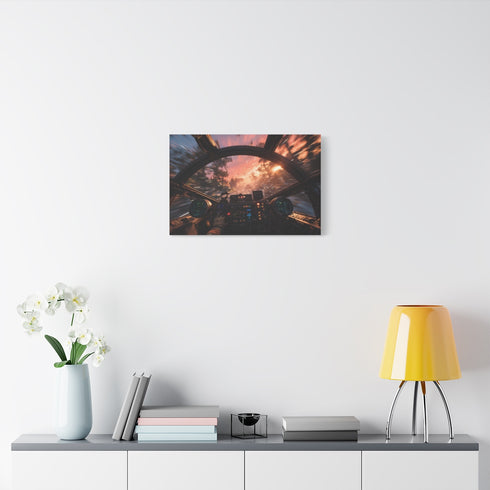 Poe Dameron Piloting an Wing — Stretched Canvas Wall Art — Living Room Wall Lifestyle View