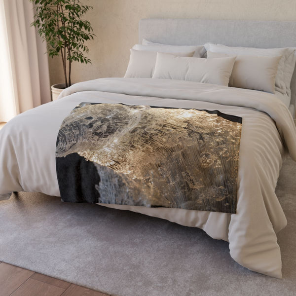 Polar Bear Made of Ice Crystals (Edition II) — Plush Fleece Throw Blanket — Drape over Sofa & Bed Lifestyle View