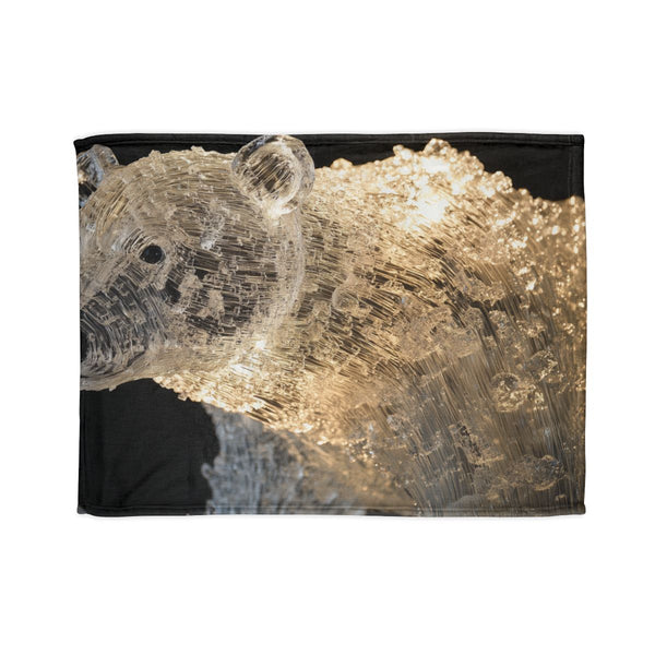 Polar Bear Made of Ice Crystals (Edition II) — Plush Fleece Throw Blanket — Full Spread Plush Fleece Artwork View
