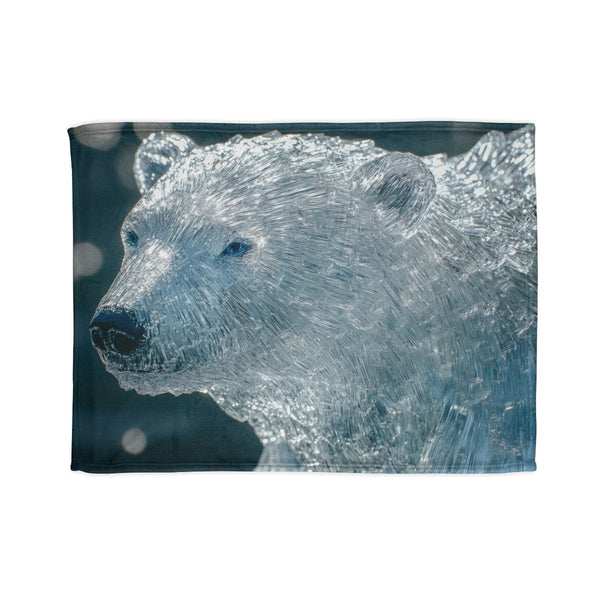 Polar Bear Made of Ice Crystals (Edition III) — Plush Fleece Throw Blanket — Full Spread Plush Fleece Artwork View