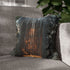 Portal Hidden Behind Falling Waterfall — 40×40 Cushion Cover — Sofa & Living Room Lifestyle View