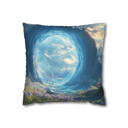 Portal to Parallel Realities Inside Mountain — Double-Sided Cushion Cover — Front Double-Sided Cushion View