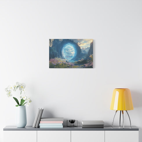Portal to Parallel Realities Inside Mountain — Stretched Canvas Wall Art — Living Room Wall Lifestyle View