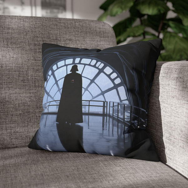 Portrait of Darth Vader Standing on the — Double-Sided Cushion Cover — Sofa & Armchair Living Room Lifestyle View