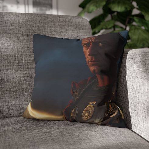 Portrait of Julius Caesar in Full — Double-Sided Cushion Cover — Sofa & Armchair Living Room Lifestyle View