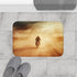 Post Apocalyptic Biker on a Dusty Road (Edition III) — 61×43 Memory Foam Bath Mat — Modern Bathroom Floor Lifestyle View