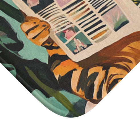 Poster of Bengal Cat Sitting Luxury Memory Foam Bath Mat - Microfibre Texture Close-Up