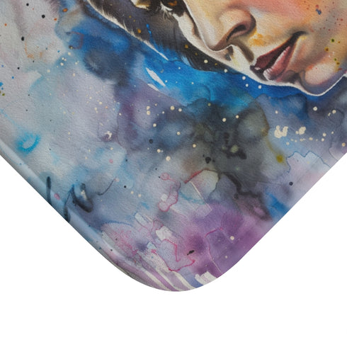 Princess Leia Watercolor — Non-Slip Bath Mat — Cushioned Memory Foam & Non-Slip Backing Detail