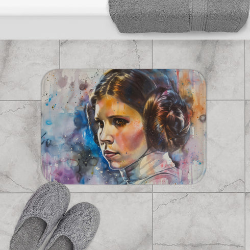 Princess Leia Watercolor — Non-Slip Bath Mat — Bathroom Floor Lifestyle View