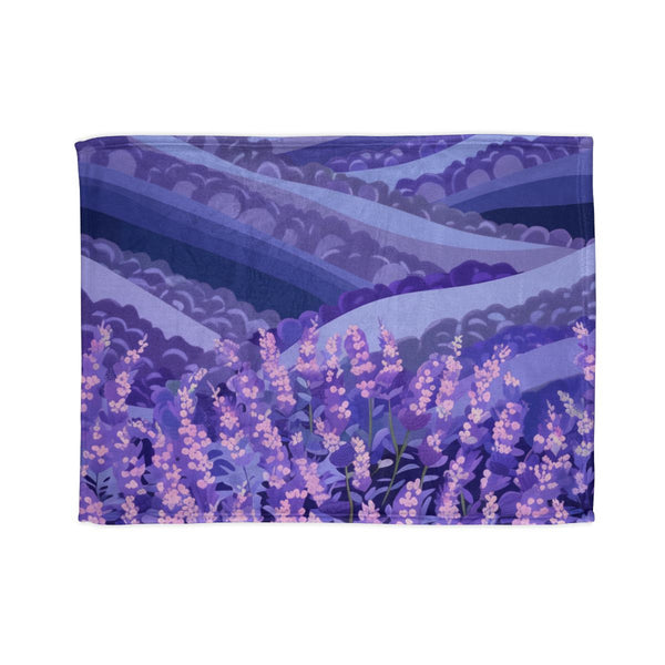Provence Lavender Fields Seamless Pattern — 50×60 Plush Throw Blanket — Full Spread Plush Fleece Artwork View