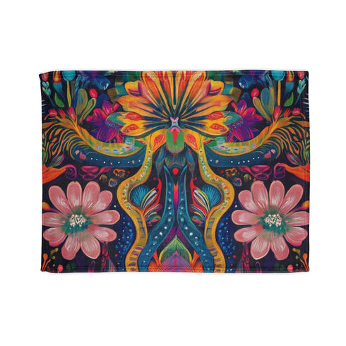 Psychedelic Ayahuasca Pattern — Plush Fleece Throw Blanket — Full Flat Artwork View