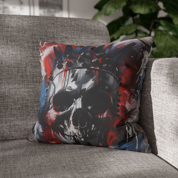 Punk Rock Skull — Faux Suede Cushion Cover — Sofa & Living Room Lifestyle View