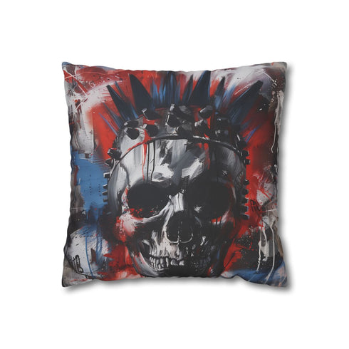 Punk Rock Skull — Faux Suede Cushion Cover — Front 40×40 cm Square Cushion View