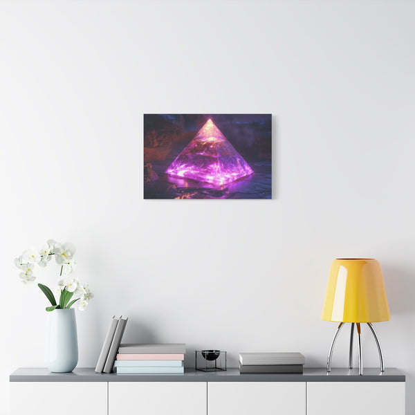 Pyramid Glowing with Magnetic Field — Stretched Canvas Wall Art — Living Room Wall Lifestyle View