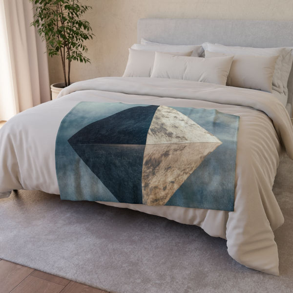 Pyramid Reflecting a Mirror Dimension (Edition III) — Plush Fleece Throw Blanket — Drape over Sofa & Bed Lifestyle View