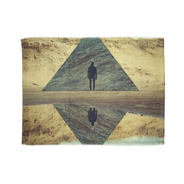 Pyramid Reflecting a Mirror Dimension — Plush Fleece Throw Blanket — Full Spread Plush Fleece Artwork View