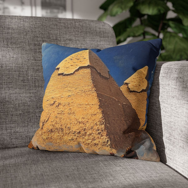 Pyramids of Giza Egypt Painting (Edition V) — Double-Sided Cushion Cover — Sofa & Armchair Living Room Lifestyle View