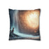 Quantum Fox Behind Waterfall Portal — 40×40 Cushion Cover — Sofa & Living Room Lifestyle View
