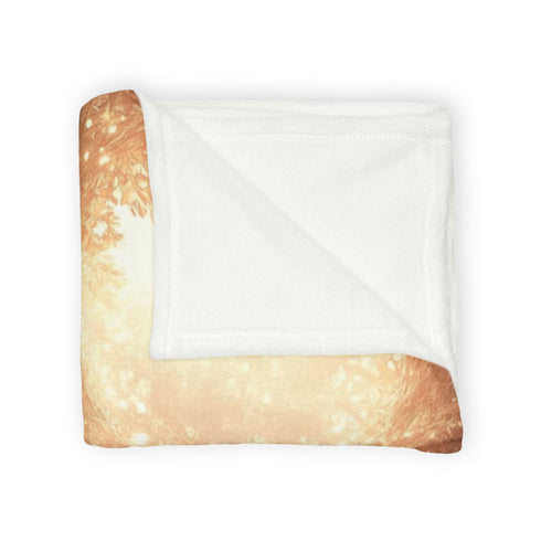Quantum Fox Behind Waterfall Portal Plush Fleece Throw Blanket