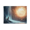 Quantum Fox Behind Waterfall Portal Plush Fleece Throw Blanket