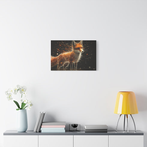 Quantum Fox Made of Particles (Edition II) — 24×16 Canvas Wall Art — Living Room Wall Lifestyle View