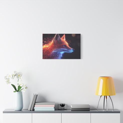 Quantum Fox Made of Particles (Edition III) — 24×16 Canvas Wall Art — Living Room Wall Lifestyle View