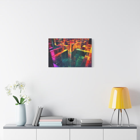 Quantum Maze Reflecting All Realities — Stretched Canvas Wall Art — Living Room Wall Lifestyle View