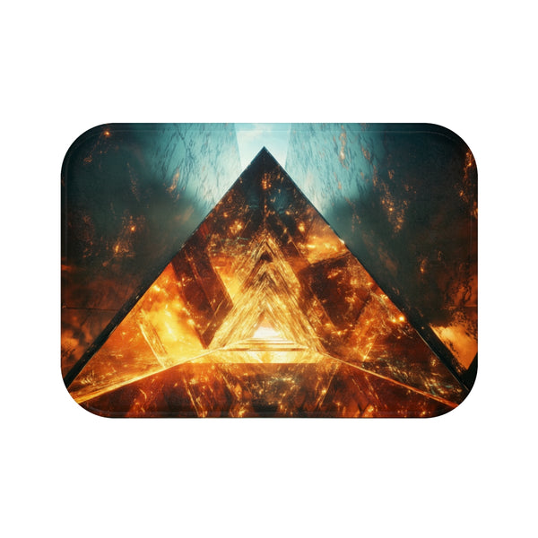 Quantum Portal in Mirrored Pyramid — Memory Foam Bath Mat — Top-Down Memory Foam Bath Mat View