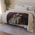 Queen Victoria Seated on Her Throne, — Plush Fleece Throw Blanket — Drape over Sofa & Bed Lifestyle View