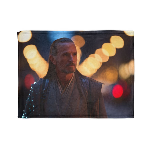 Qui-Gon Jinn Walking Through Mos Espa — Plush Fleece Throw Blanket — Full Spread Plush Fleece Artwork View