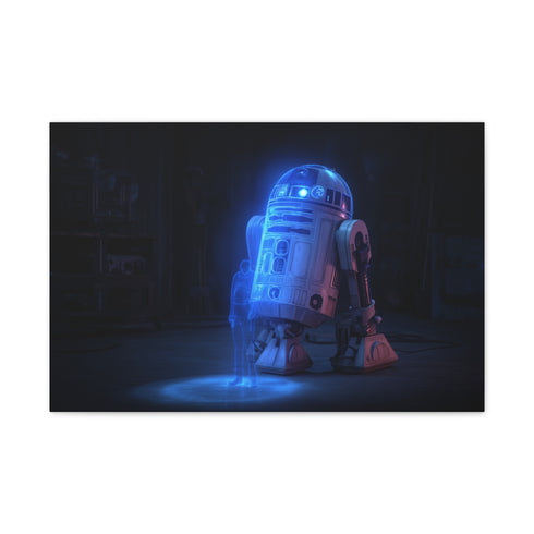 R2 D2 Projecting Leias Hologram — 24×16 Canvas Wall Art — Front Gallery-Wrapped Canvas View