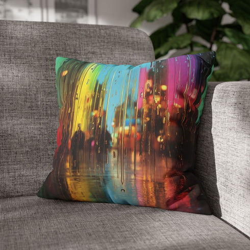 Rain Falling Upward in Magical City — Double-Sided Cushion Cover — Sofa & Armchair Living Room Lifestyle View