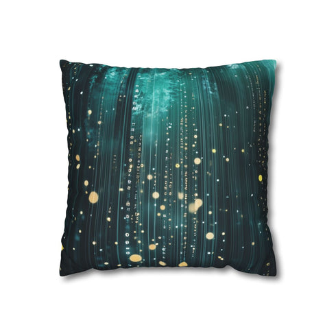 Rain Made of Binary Code — 40×40 Cushion Cover — Front 40×40 cm Square Cushion View