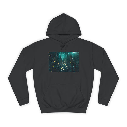 Rain Made of Binary Code — Heavyweight Graphic Hoodie — Front Heavyweight Fleece Hoodie View
