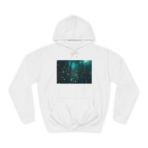 Rain Made of Binary Code — Heavyweight Graphic Hoodie — Brushed-Fleece Hood & Pouch Pocket Detail
